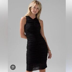 NWT White House Black Market Ruched Mesh Sheath Dress S Black 570335809 $150